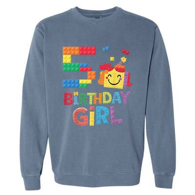 Master Builder 5th Birthday Girl 5 Year Old Brick Blocks Garment-Dyed Sweatshirt