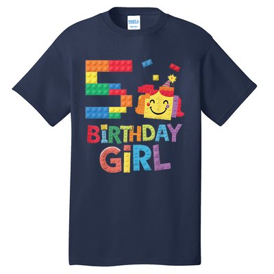 Master Builder 5th Birthday Girl 5 Year Old Brick Blocks Tall T-Shirt