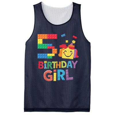 Master Builder 5th Birthday Girl 5 Year Old Brick Blocks Mesh Reversible Basketball Jersey Tank