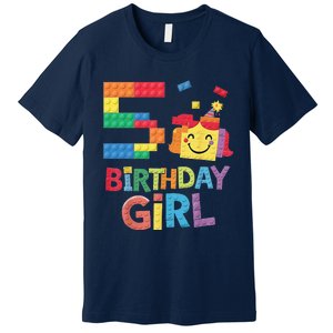 Master Builder 5th Birthday Girl 5 Year Old Brick Blocks Premium T-Shirt