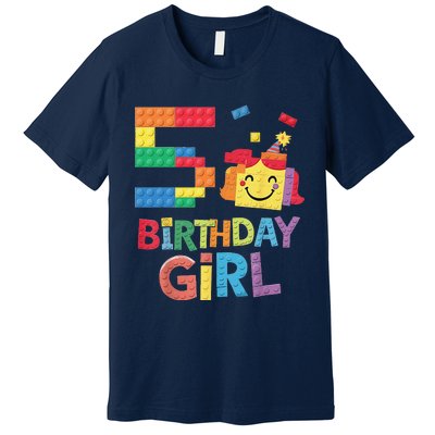 Master Builder 5th Birthday Girl 5 Year Old Brick Blocks Premium T-Shirt