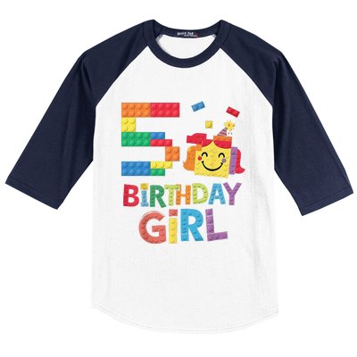 Master Builder 5th Birthday Girl 5 Year Old Brick Blocks Baseball Sleeve Shirt