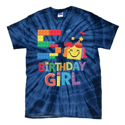 Master Builder 5th Birthday Girl 5 Year Old Brick Blocks Tie-Dye T-Shirt