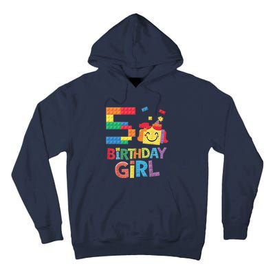 Master Builder 5th Birthday Girl 5 Year Old Brick Blocks Tall Hoodie