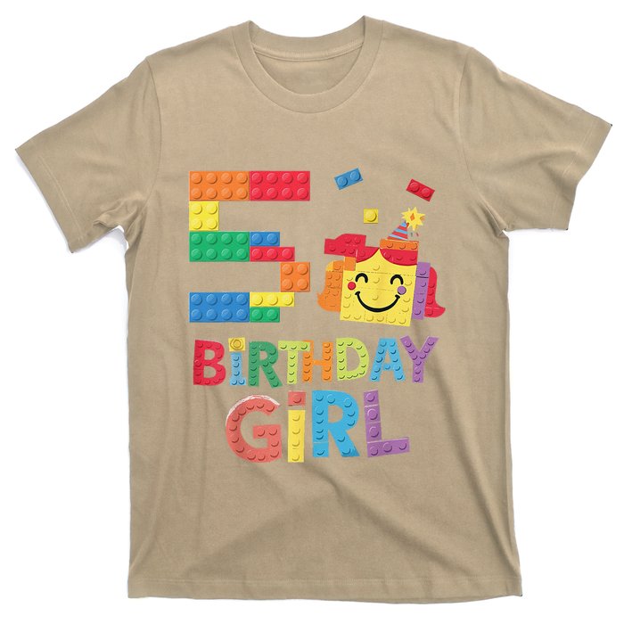 Master Builder 5th Birthday Girl 5 Year Old Brick Blocks T-Shirt