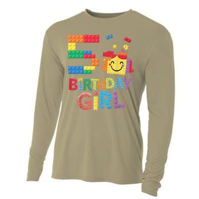 Master Builder 5th Birthday Girl 5 Year Old Brick Blocks Cooling Performance Long Sleeve Crew