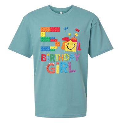 Master Builder 5th Birthday Girl 5 Year Old Brick Blocks Sueded Cloud Jersey T-Shirt