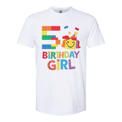 Master Builder 5th Birthday Girl 5 Year Old Brick Blocks Softstyle CVC T-Shirt