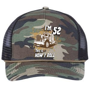 Men Birthday 52 Years Old Trucker Im 52 This Is How I Roll Gift Retro Rope Trucker Hat Cap