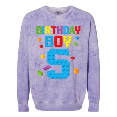 Master Builder 5th Birthday Boy 5 Five Year Building Bricks Colorblast Crewneck Sweatshirt