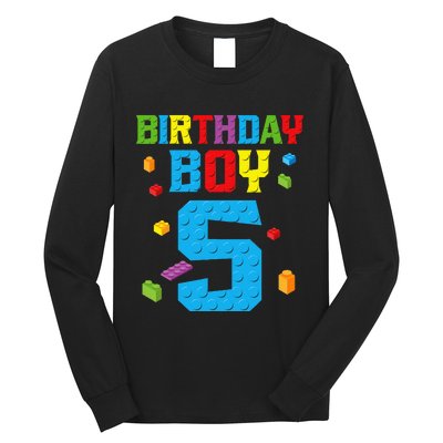 Master Builder 5th Birthday Boy 5 Five Year Building Bricks Long Sleeve Shirt