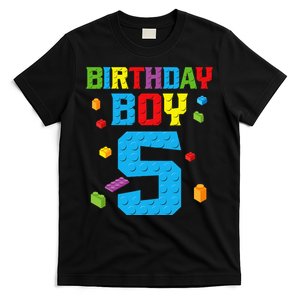 Master Builder 5th Birthday Boy 5 Five Year Building Bricks T-Shirt