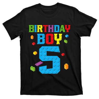 Master Builder 5th Birthday Boy 5 Five Year Building Bricks T-Shirt