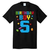 Master Builder 5th Birthday Boy 5 Five Year Building Bricks Tall T-Shirt