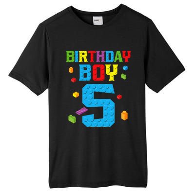 Master Builder 5th Birthday Boy 5 Five Year Building Bricks Tall Fusion ChromaSoft Performance T-Shirt