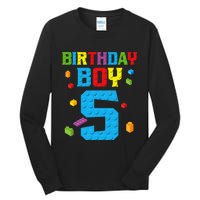 Master Builder 5th Birthday Boy 5 Five Year Building Bricks Tall Long Sleeve T-Shirt