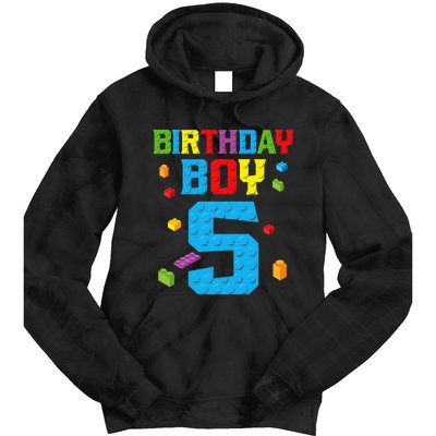 Master Builder 5th Birthday Boy 5 Five Year Building Bricks Tie Dye Hoodie