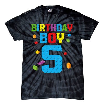 Master Builder 5th Birthday Boy 5 Five Year Building Bricks Tie-Dye T-Shirt