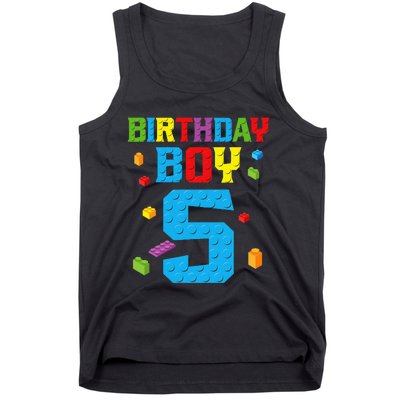 Master Builder 5th Birthday Boy 5 Five Year Building Bricks Tank Top