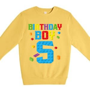 Master Builder 5th Birthday Boy 5 Five Year Building Bricks Premium Crewneck Sweatshirt