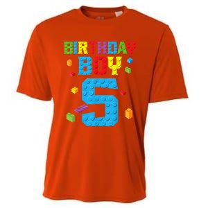 Master Builder 5th Birthday Boy 5 Five Year Building Bricks Cooling Performance Crew T-Shirt