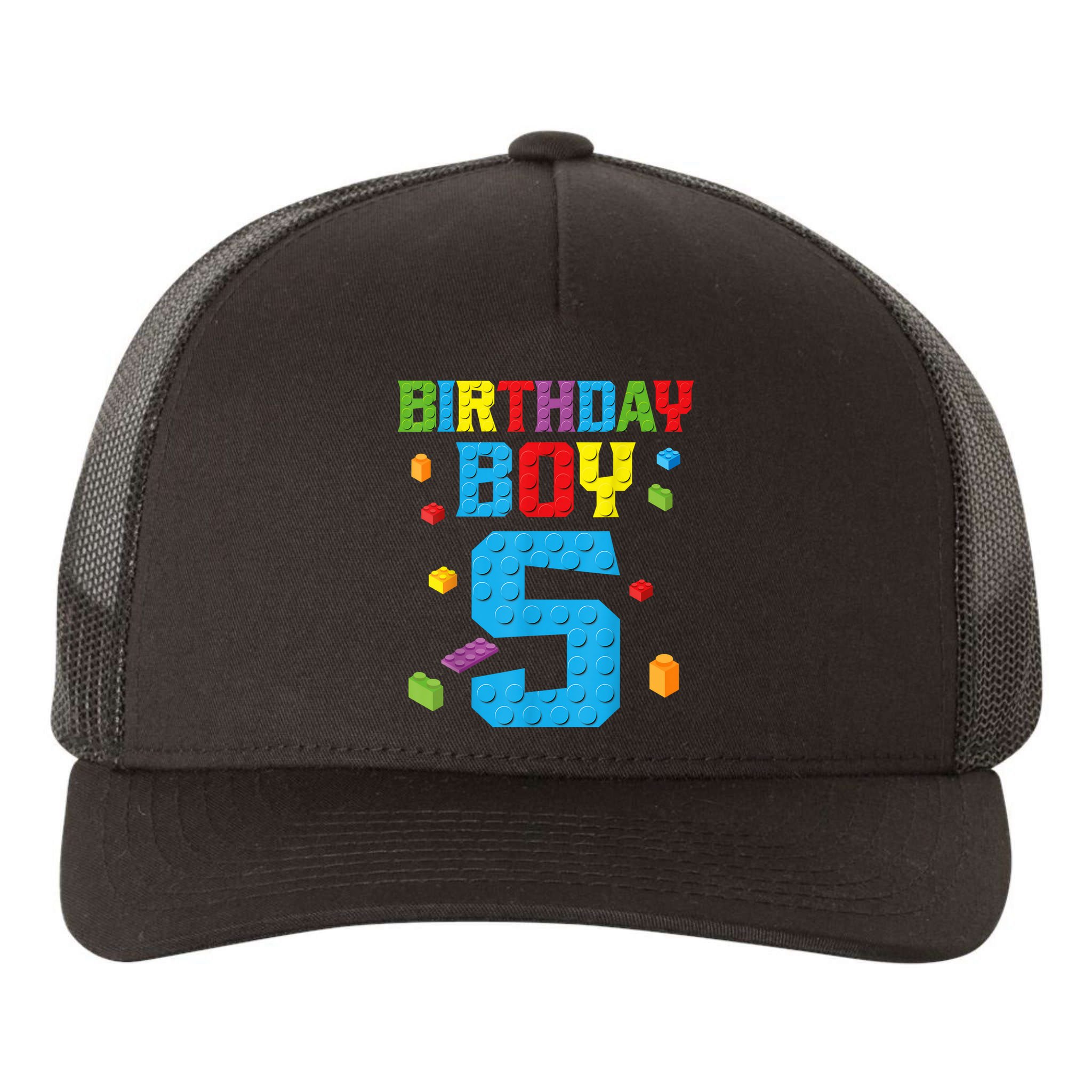 Master Builder 5th Birthday Boy 5 Five Year Building Bricks Yupoong Adult 5-Panel Trucker Hat