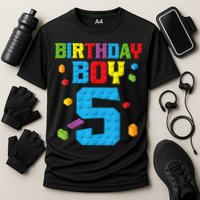 Master Builder 5th Birthday Boy 5 Five Year Building Bricks Performance Shirt