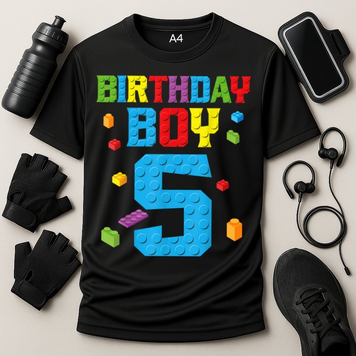 Master Builder 5th Birthday Boy 5 Five Year Building Bricks Performance Shirt