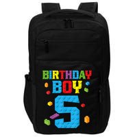 Master Builder 5th Birthday Boy 5 Five Year Building Bricks Impact Tech Backpack