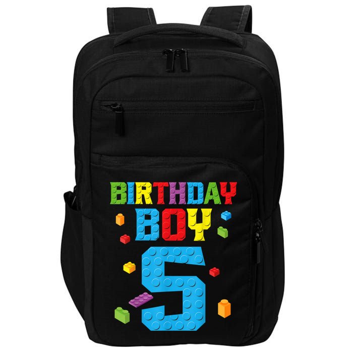 Master Builder 5th Birthday Boy 5 Five Year Building Bricks Impact Tech Backpack