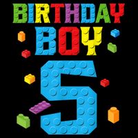 Master Builder 5th Birthday Boy 5 Five Year Building Bricks Impact Tech Backpack