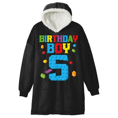 Master Builder 5th Birthday Boy 5 Five Year Building Bricks Hooded Wearable Blanket