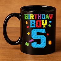 Master Builder 5th Birthday Boy 5 Five Year Building Bricks 11oz C Handle Ceramic Mug