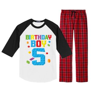 Master Builder 5th Birthday Boy 5 Five Year Building Bricks Raglan Sleeve Pajama Set