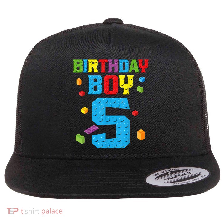 Master Builder 5th Birthday Boy 5 Five Year Building Bricks Flatbill Hat