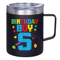 Master Builder 5th Birthday Boy 5 Five Year Building Bricks 12oz Stainless Steel Coffee Mug
