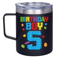 Master Builder 5th Birthday Boy 5 Five Year Building Bricks 12oz Stainless Steel Coffee Mug