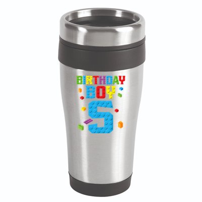 Master Builder 5th Birthday Boy 5 Five Year Building Bricks 16oz Travel Tumbler