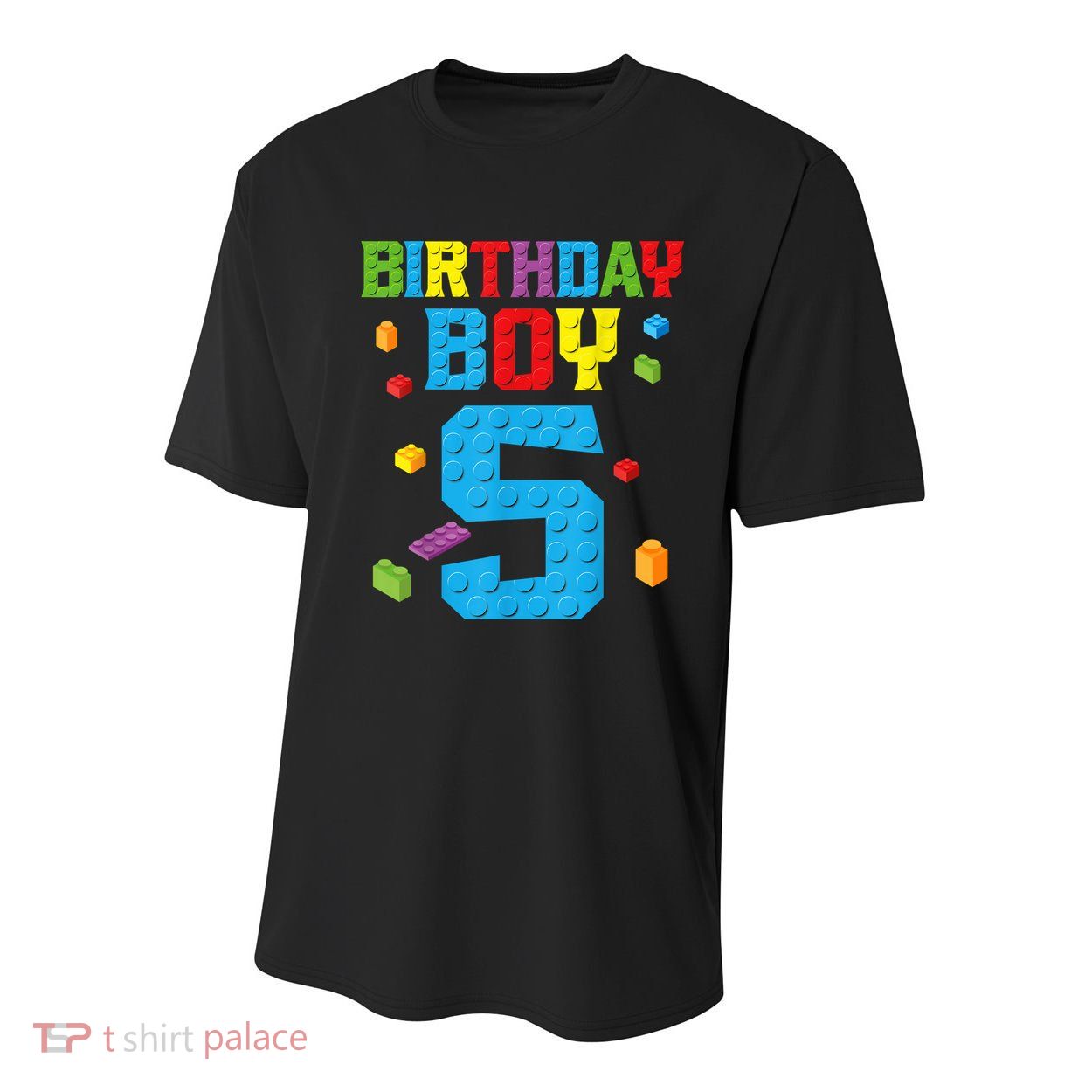 Master Builder 5th Birthday Boy 5 Five Year Building Bricks Youth Performance Sprint T-Shirt