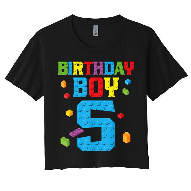Master Builder 5th Birthday Boy 5 Five Year Building Bricks Crop Top