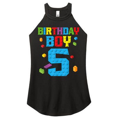 Master Builder 5th Birthday Boy 5 Five Year Building Bricks Women's Perfect Tri Rocker Tank