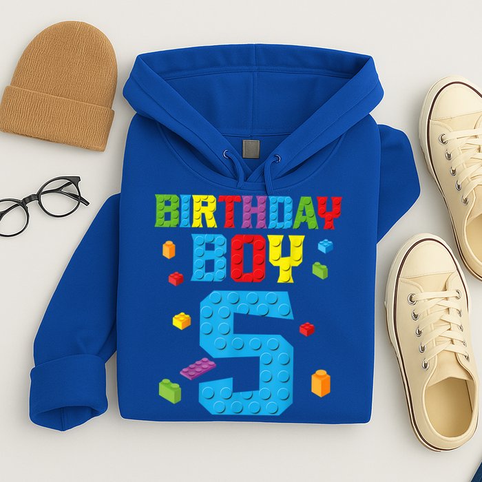 Master Builder 5th Birthday Boy 5 Five Year Building Bricks Hoodie