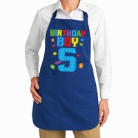 Master Builder 5th Birthday Boy 5 Five Year Building Bricks Full-Length Apron With Pockets