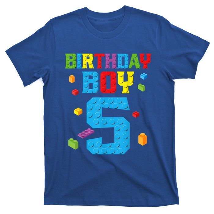 Master Builder 5th Birthday Boy 5 Five Year Building Bricks T-Shirt