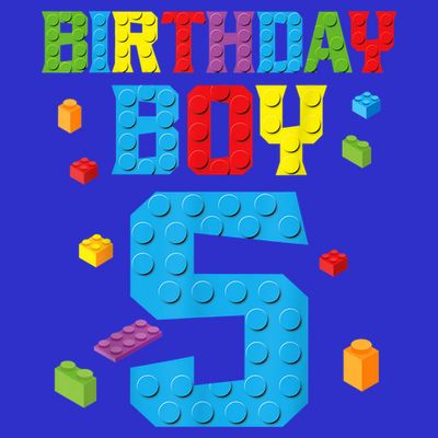 Master Builder 5th Birthday Boy 5 Five Year Building Bricks T-Shirt