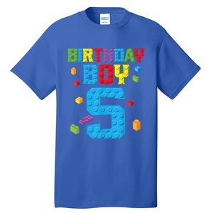 Master Builder 5th Birthday Boy 5 Five Year Building Bricks Tall T-Shirt