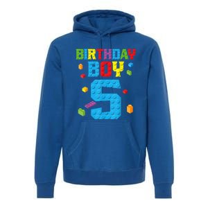 Master Builder 5th Birthday Boy 5 Five Year Building Bricks Premium Hoodie