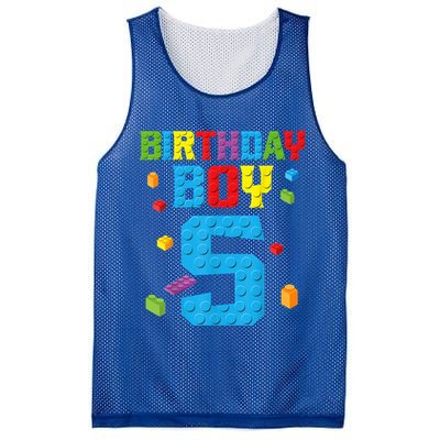 Master Builder 5th Birthday Boy 5 Five Year Building Bricks Mesh Reversible Basketball Jersey Tank