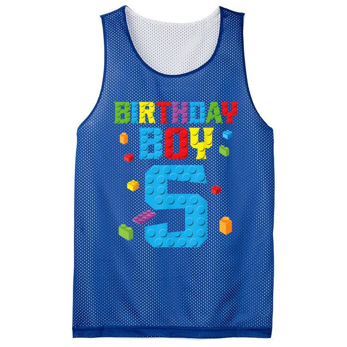 Master Builder 5th Birthday Boy 5 Five Year Building Bricks Mesh Reversible Basketball Jersey Tank