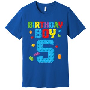 Master Builder 5th Birthday Boy 5 Five Year Building Bricks Premium T-Shirt